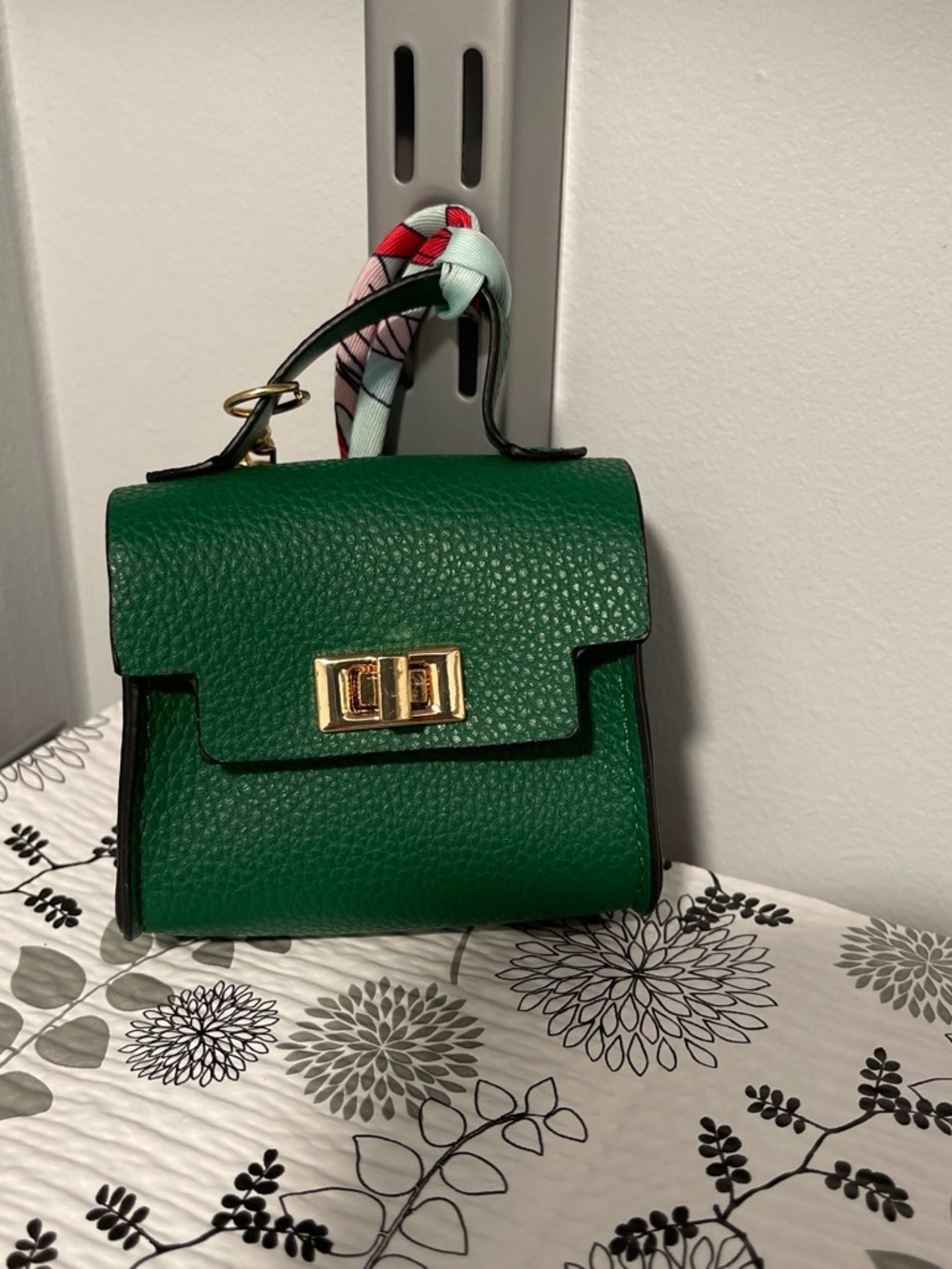Green Pebbled Leather Top-Handle Bag